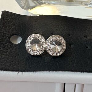 Silver Stud Earrings with Clear Stones